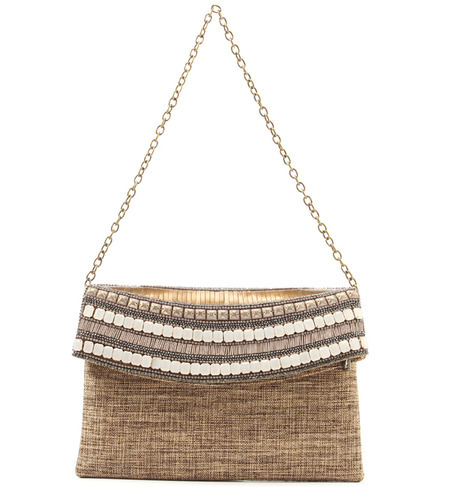 ビーズ×ポリエステルサテンクラッチバッグ