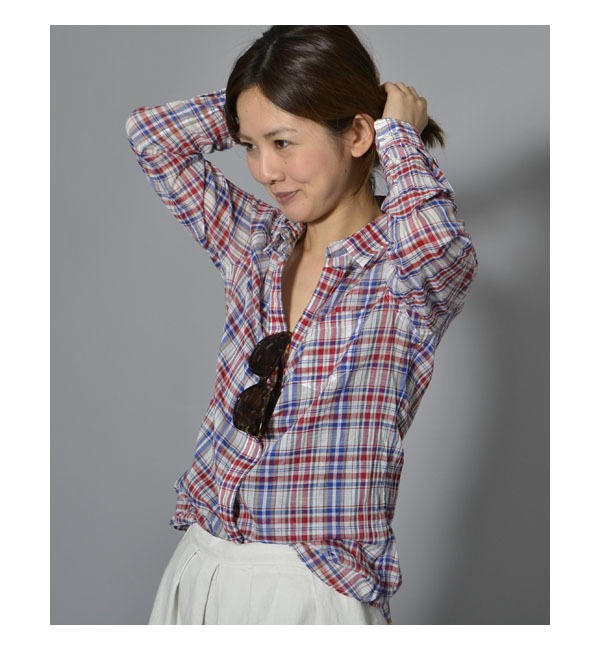 【アメリカンラグ シー/AMERICAN RAG CIE】 コットン×リネンボイルチェックシャツ [送料無料]