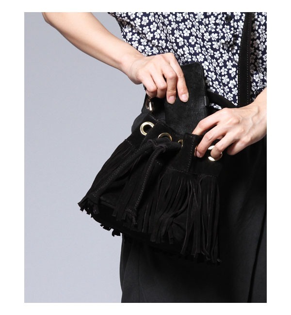 【アメリカンラグ シー/AMERICAN RAG CIE】 フリンジスウェードミニ巾着ショルダー [送料無料]
