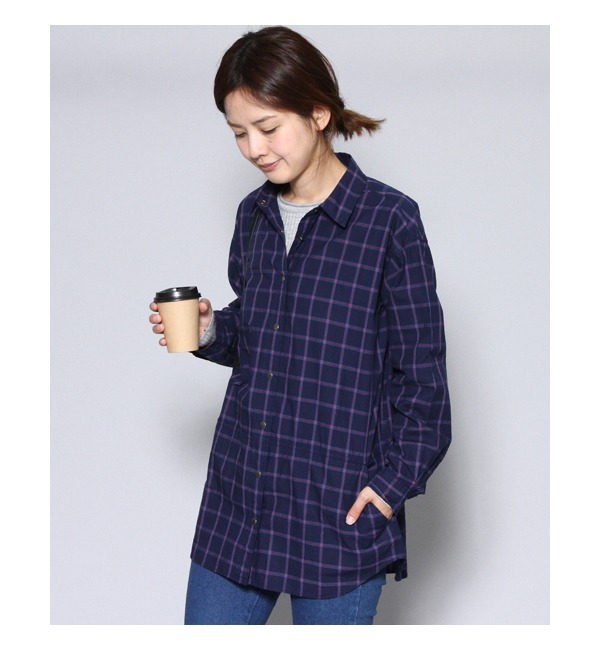 【アメリカンラグ シー/AMERICAN RAG CIE】 インディゴチェックロングシャツ [送料無料]