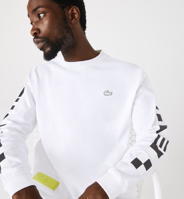 ラコステ LACOSTE スリーブプリント長袖Ｔシャツ ホワイト Mサイズ