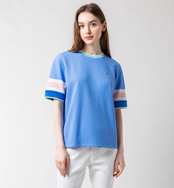 スリーブボーダーワッフルニットTシャツ|LACOSTE(ラコステ)の通販｜アイルミネ