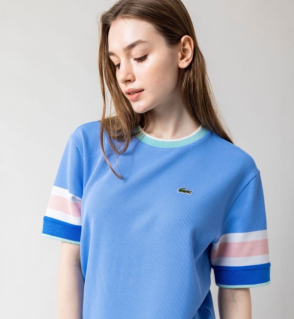 スリーブボーダーワッフルニットTシャツ|LACOSTE(ラコステ)の通販