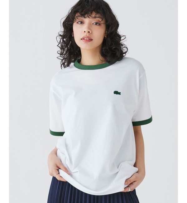 【オンライン限定】LACOSTE ワンポイントロゴ リンガーTシャツ