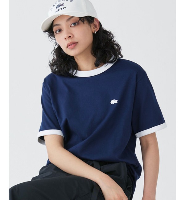 【オンライン限定】LACOSTE ワンポイントロゴ リンガーTシャツ