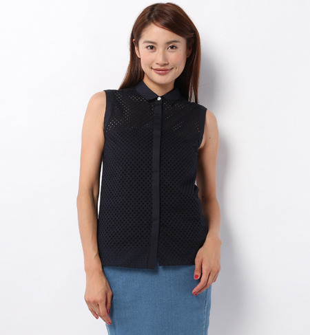 ドット柄刺繍Ｎ／Ｓシャツ-Ｋ