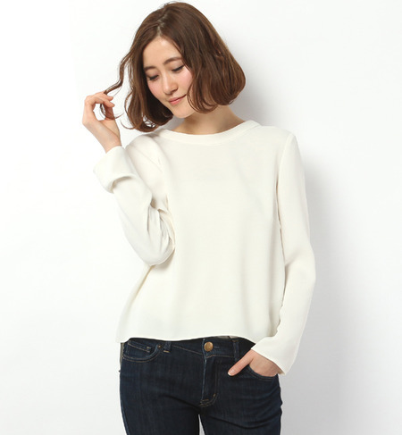 *二重織スタンドオフカラープルオーバーブラウス