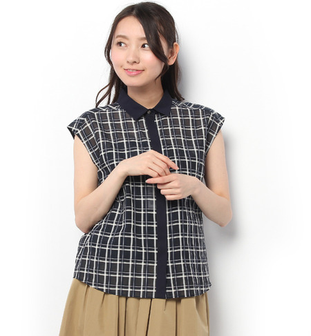 シャドーチェック半袖シャツ