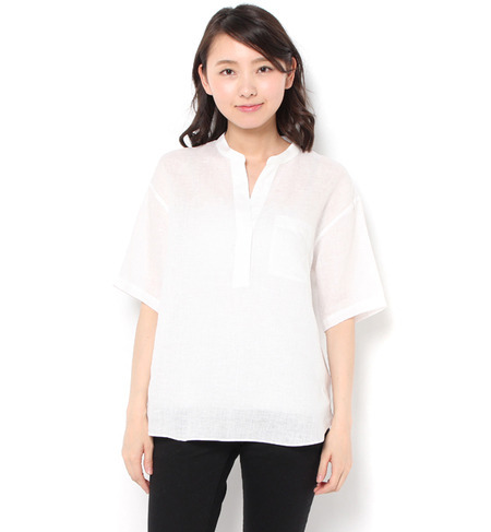 【ノーリーズ/NOLLEY’S】 リネンノーカラーシャツ [送料無料]