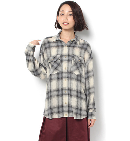 【ノーリーズ/NOLLEY’S】 シャーリングチェック2WAYビッグシャツ [送料無料]