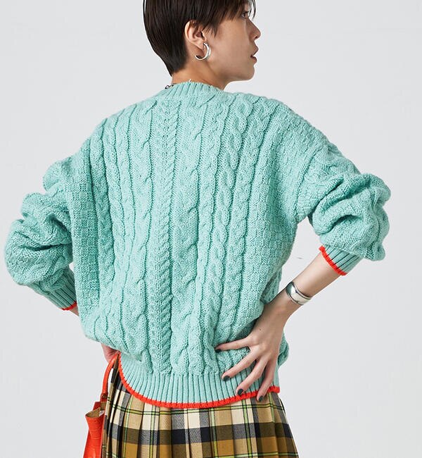 ◇【WEB限定カラーあり】【OLDDERBY KNITWEAR】別注アランケーブル配色