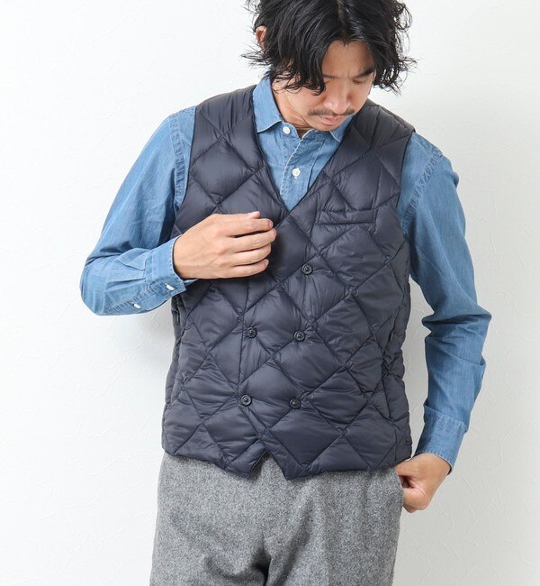 TAION/タイオン】W-BREASTED SNAP BUTTON DOWN GILET ダウンジレ