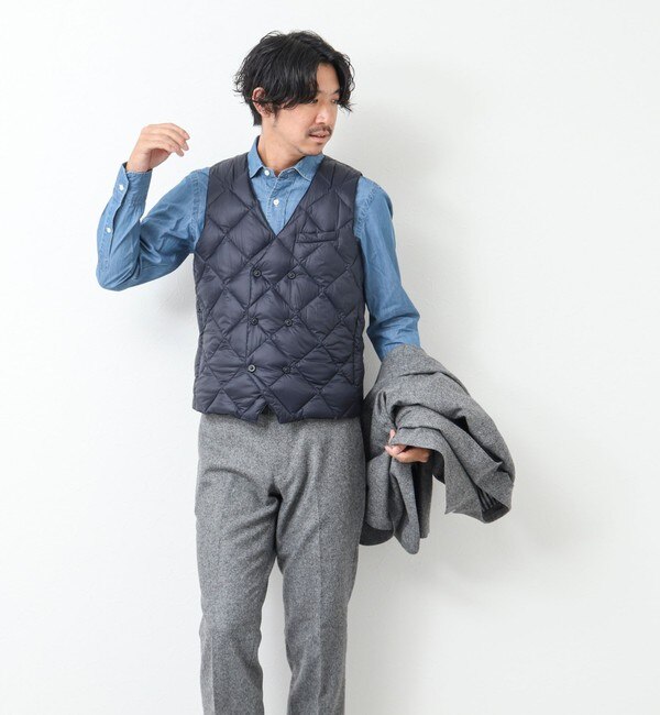 TAION/タイオン】W-BREASTED SNAP BUTTON DOWN GILET ダウンジレ