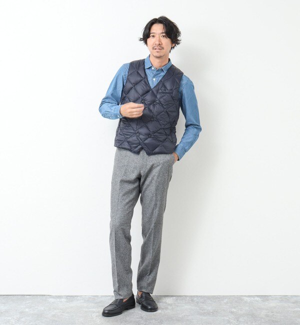 TAION/タイオン】W-BREASTED SNAP BUTTON DOWN GILET ダウンジレ