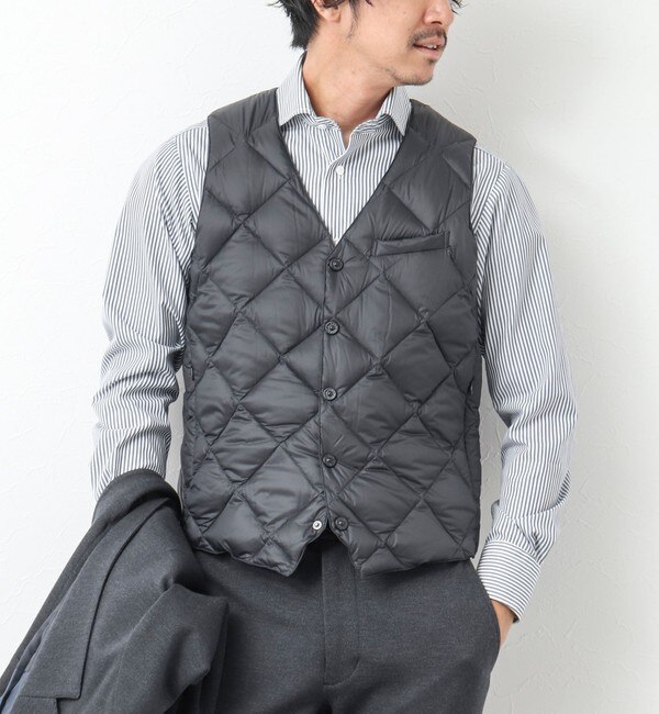 TAION/タイオン】SINGLE SNAP BUTTON DOWN GILET ダウンジレ-