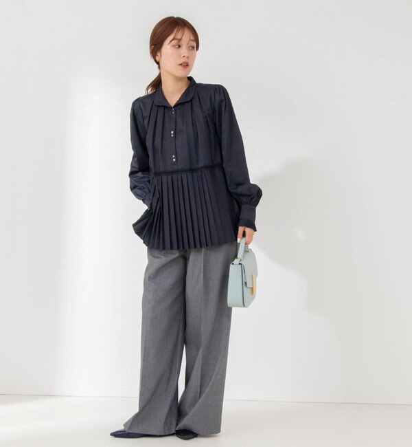 【MARILYN MOON/マリリーンムーン】pleated embroidery blouse