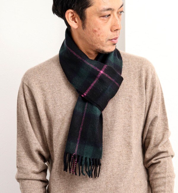 Joshua Ellis/ジョシュア・エリス】 CASHMERE CHECK MUFFLER 25