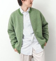 【WORK ABOUT】ジャカード クルーネック ジップカーディガン 24AW