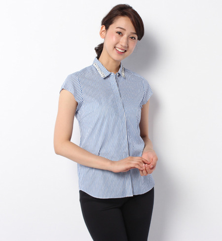 衿ビジューシャツS／S