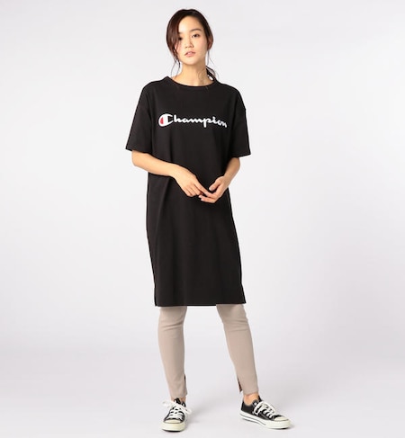 Champion チャンピオン チェーン刺繍tシャツワンピース ワンピース