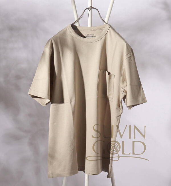 【SUVIN GOLD】ポケット付きTシャツ (世界最高級の超長綿使用、ツルっと冷たい肌触りが特徴！)