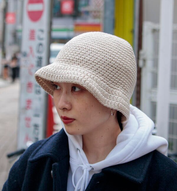 GLOSTER/グロスター】HAND KNIT HAT クロシェ かぎ編み バケットハット