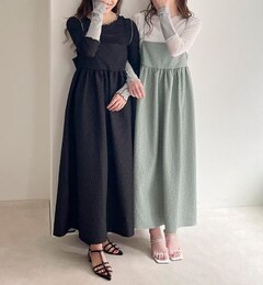 【新色追加】花柄ふくれジャガードワンピース