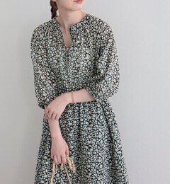 【EC限定】花柄ウエストシャーリングワンピース