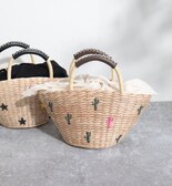 モチーフ刺繍ペーパーカゴバッグ
