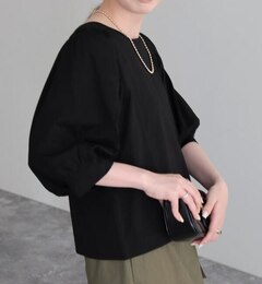 シルケット袖ギャザーカットソーブラウス