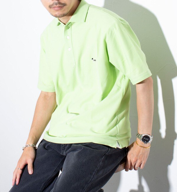 【GLOSTER/グロスター】フレンチブルドッグ刺繍 ワンポイントロゴ ポロシャツ 日本製