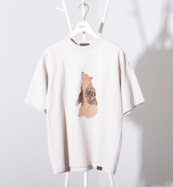 【フレディアンドグロスター】【PENDLETON/ペンドルトン】ベアープリントTシャツ 刺繍 ワンポイントロゴ オフホワイト M