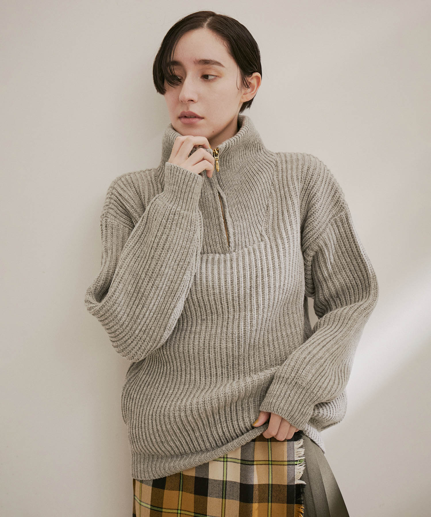 OLDDERBY KNITWEAR】ハーフジップハイネックニットプルオーバー|SALON