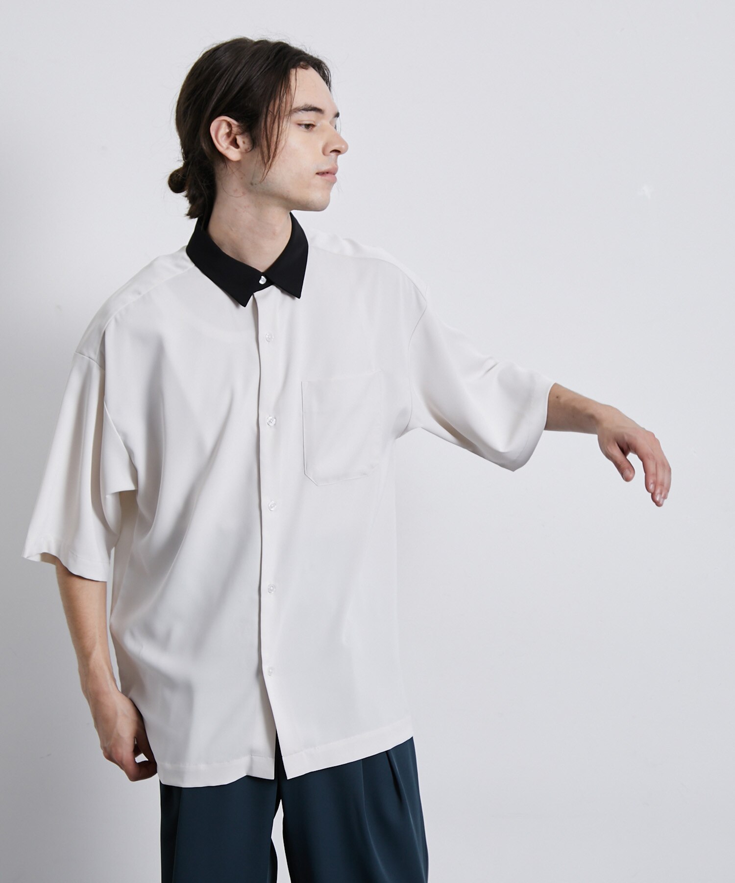 【machatt】ハーフスリーブシャツ　ホワイト