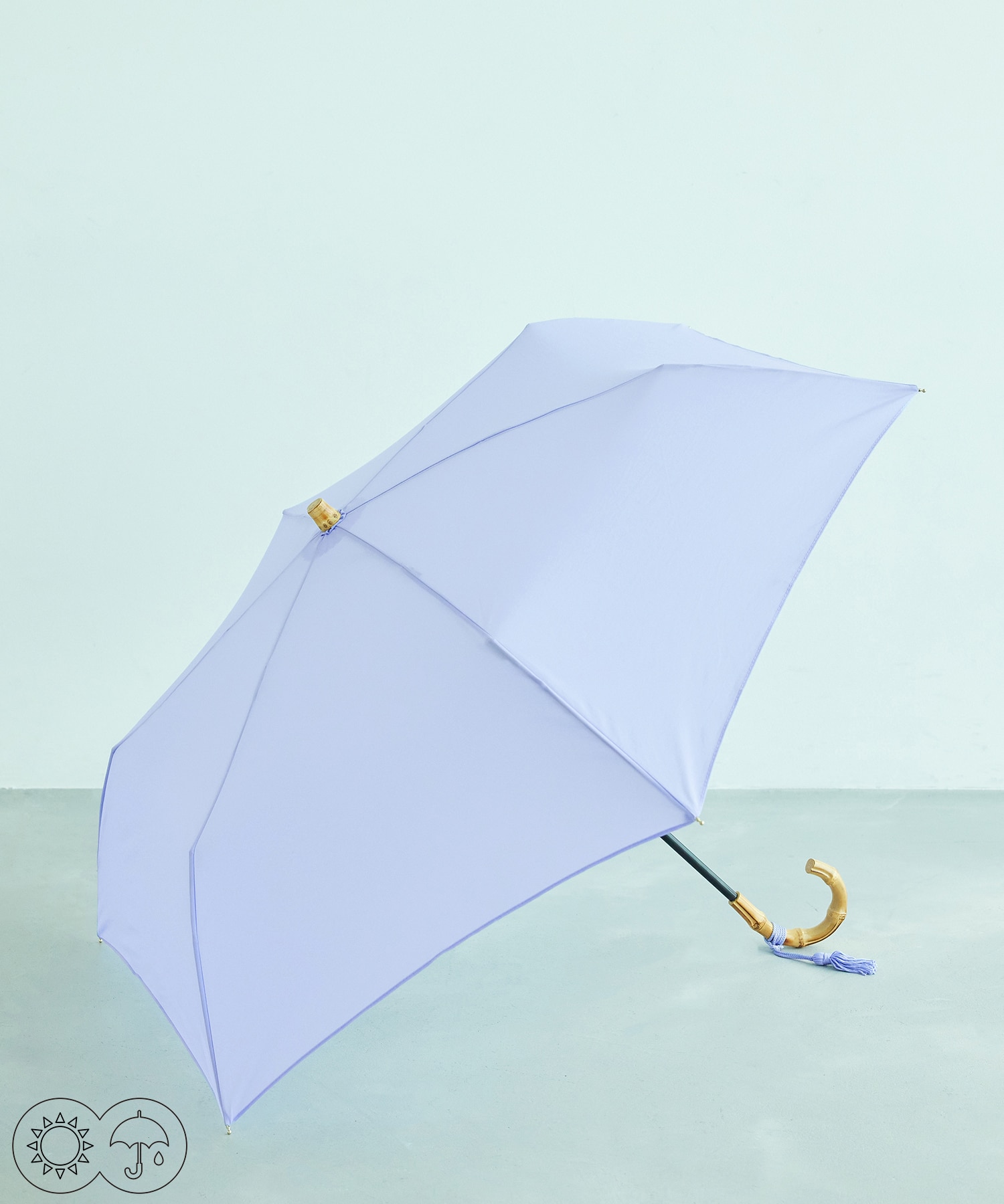 晴雨兼用】バンブーハンドルコンパクトアンブレラ 折りたたみ傘|ROPE