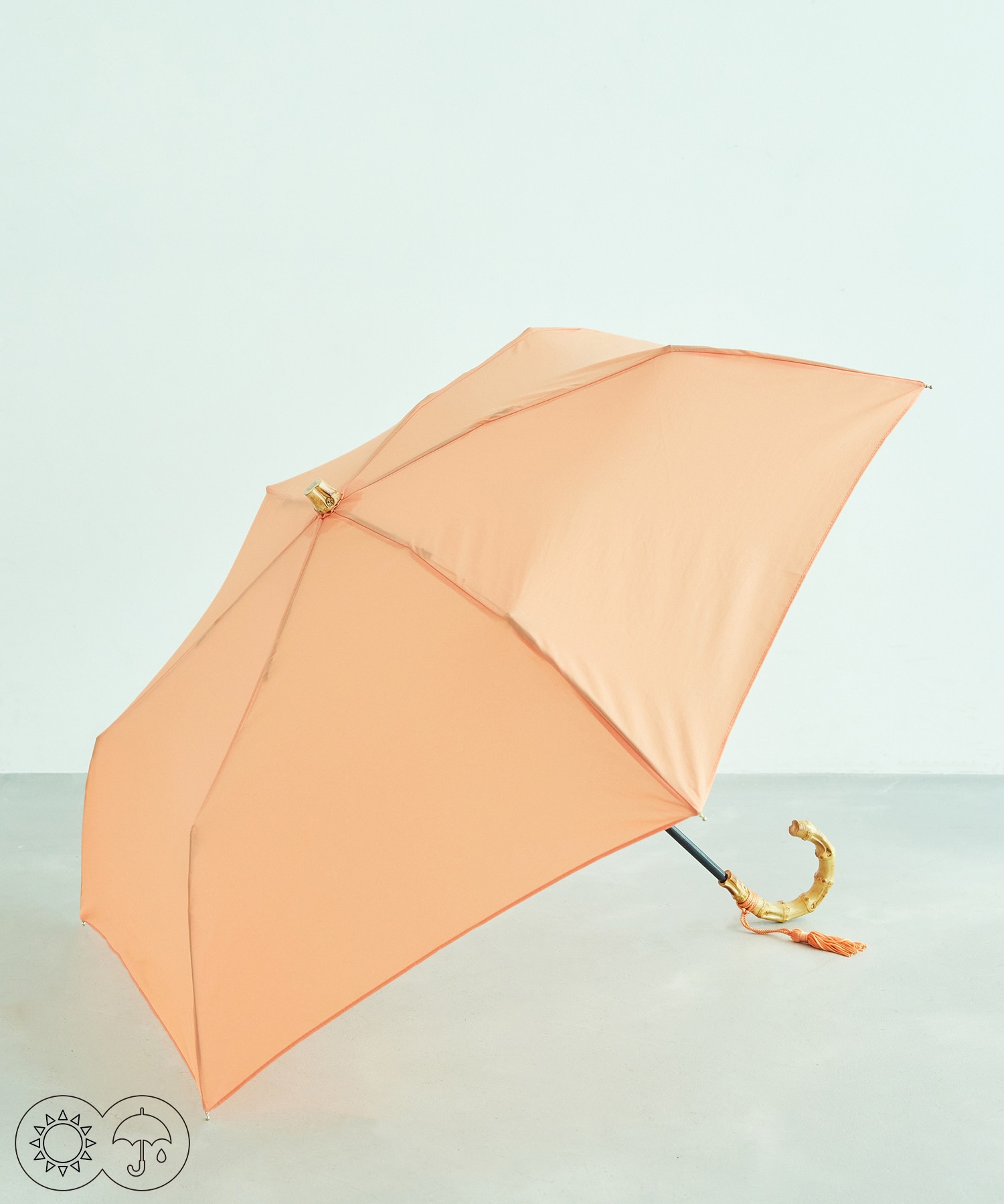 晴雨兼用】バンブーハンドルコンパクトアンブレラ 折りたたみ傘|ROPE