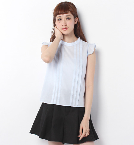 【キュプラ】スタンドカラーブラウス