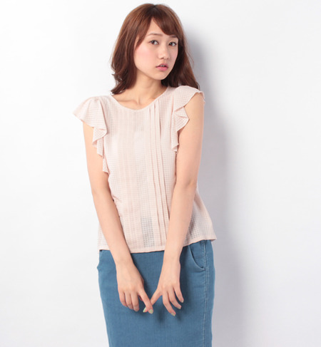 ★店頭人気商品 【新カラー追加】フロントタックフリルノースリーブブラウス