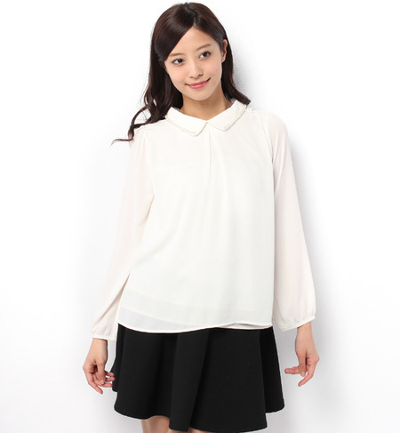 衿パール付きジョーゼットブラウス