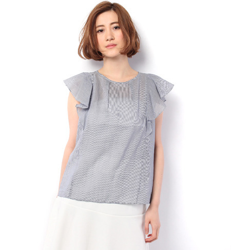 【WASHABLE SILK】袖フリルブラウス