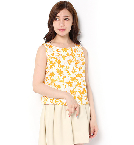 【ヒルナンデス！放映】水彩フラワーノースリーブブラウス