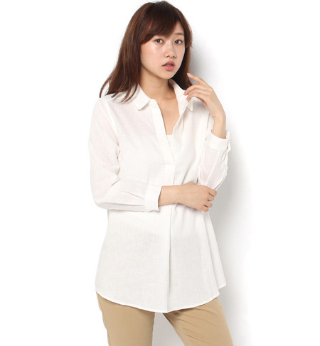 【ビス/ViS】 レーヨン麻スキッパーシャツチュニック [3000円(税込)以上で送料無料]