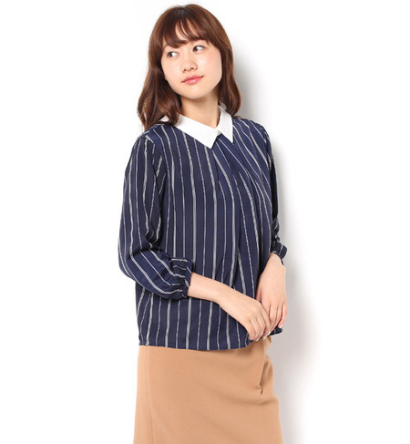 【ビス/ViS】 ストライプ襟付きブラウス [送料無料]