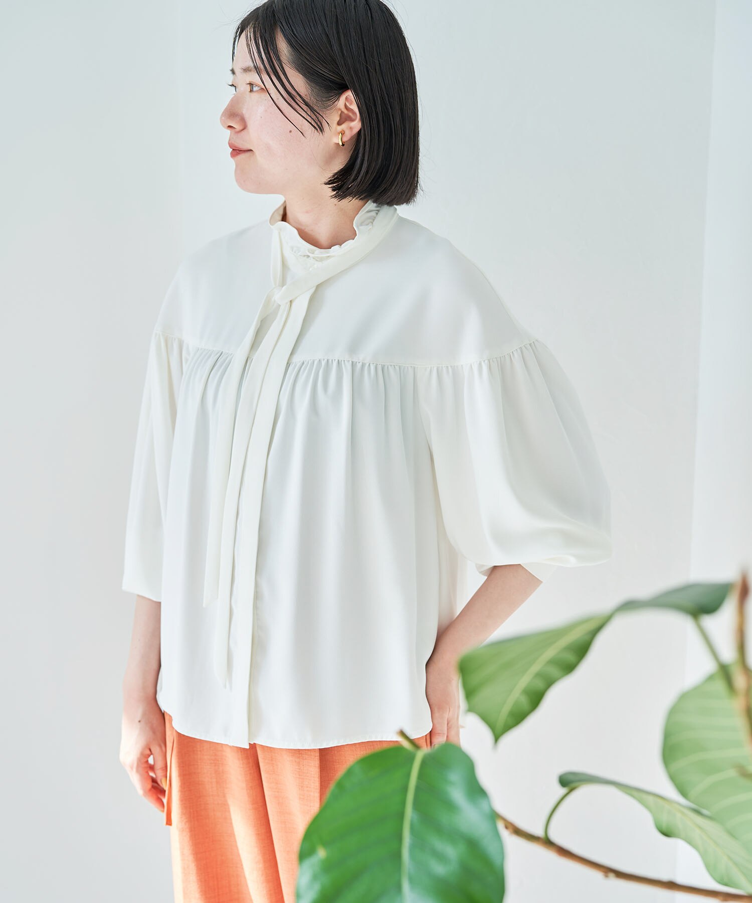 洗える】KAMAKURA SHIRTコラボレーションフリルボウタイブラウス|VIS