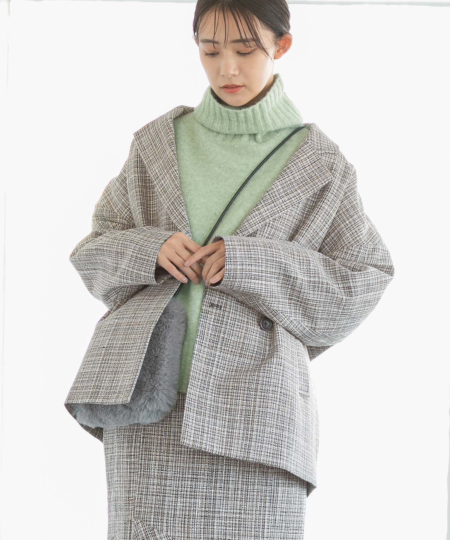 軽く羽織れる、尾州シャギーステンカラーロングコート|VIS(ビス)の通販