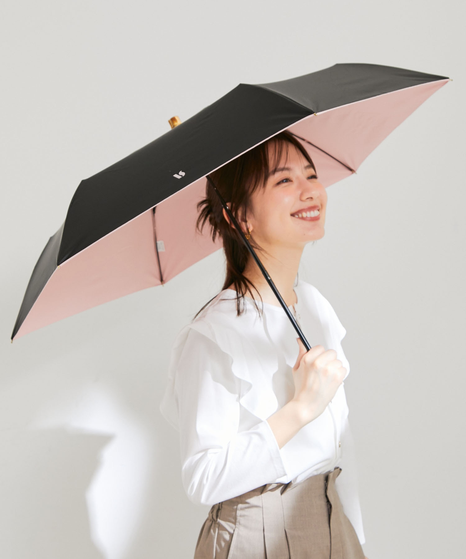 晴雨兼用/遮光率100%】バンブーハンドルコンパクト折り畳み傘|VIS(ビス