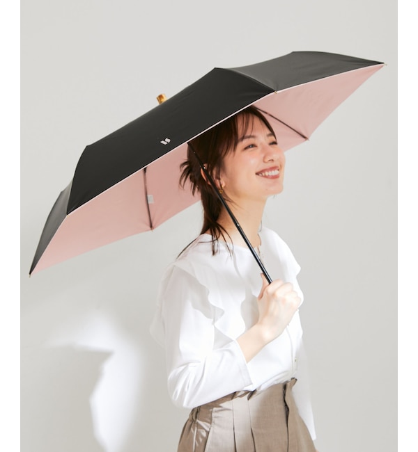 ファッションメンズお薦め|【ビス/VIS】 【晴雨兼用/遮光率100%】バンブーハンドルコンパクト折り畳み傘