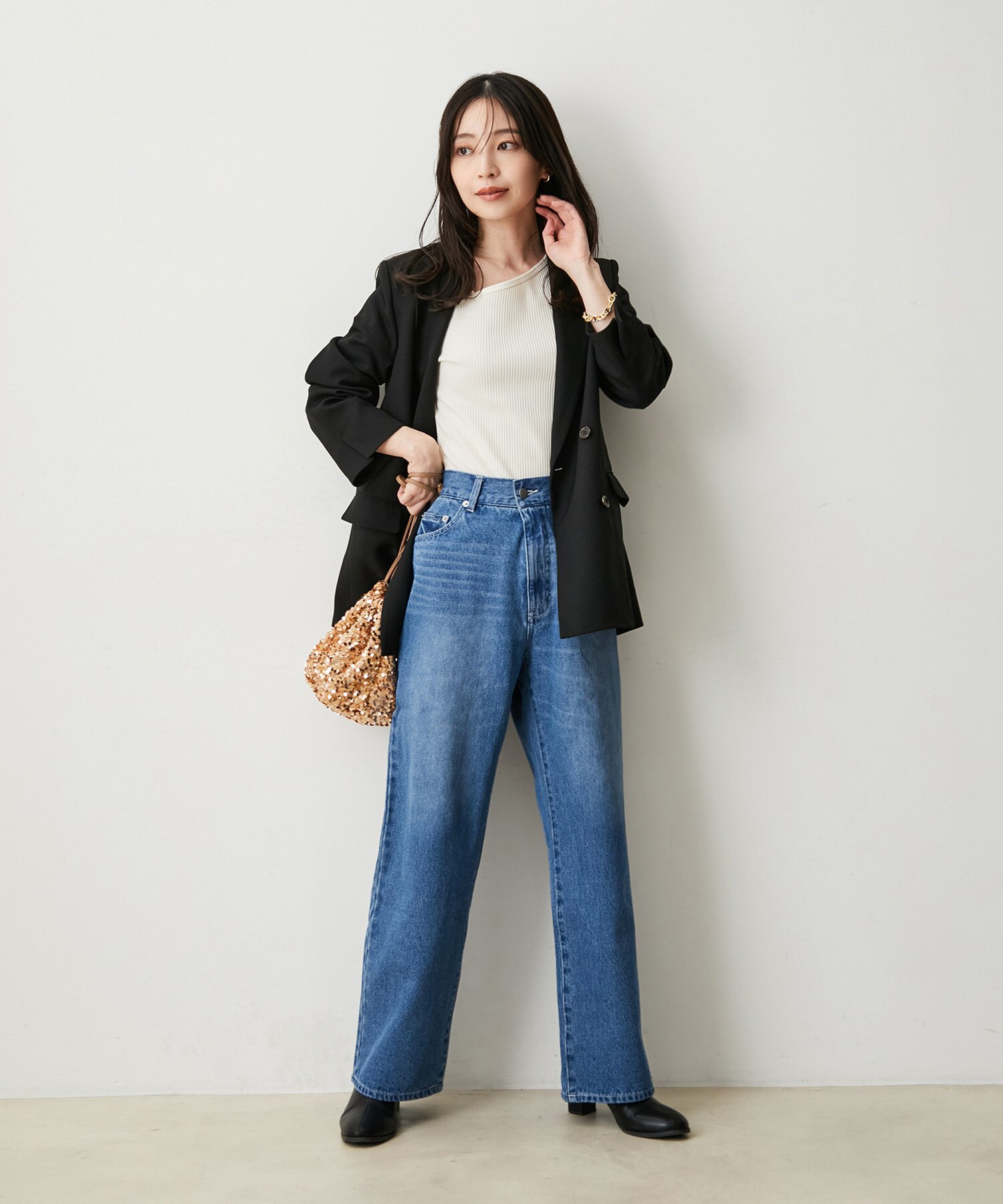 美品 VAS-Y LENTEMENT ワイドストライプイージーパンツ パンツ