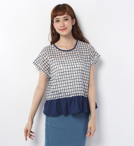 ●店頭人気商品 レースチェックプリント配色プルオーバー