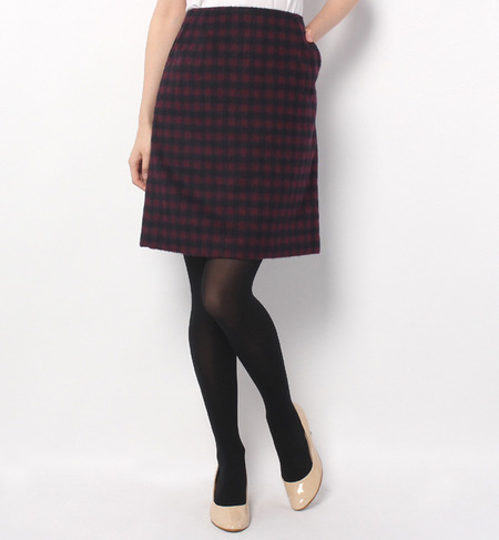 チェック柄シャギータイトスカート